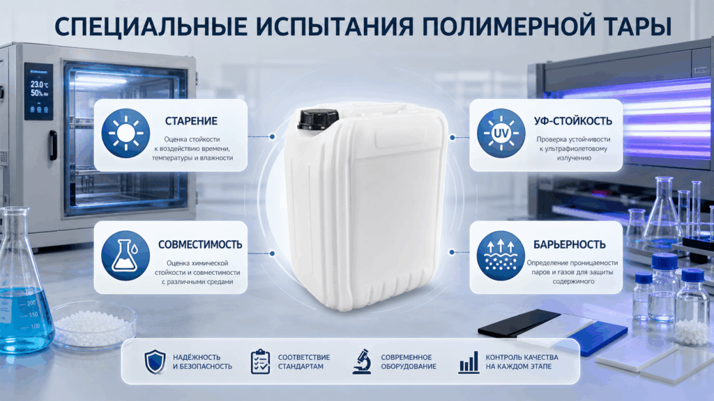 Проверка пластиковой канистры перед закупкой – специалисты сверяют код, год, страну, производителя, сертификат и тип содержимого.